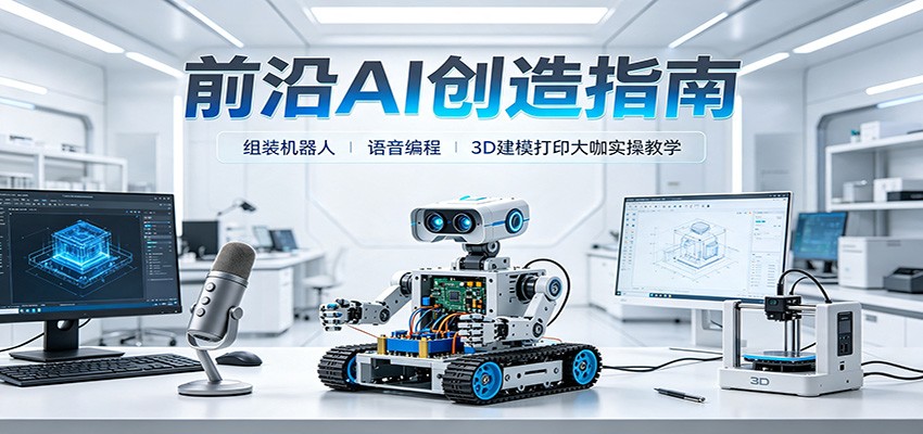 2a33a3d275e13fa4b50b3a5cae6a5c98.jpeg 前沿AI创造指南:组装机器人、语音编程、3D建模打印大咖实操教学