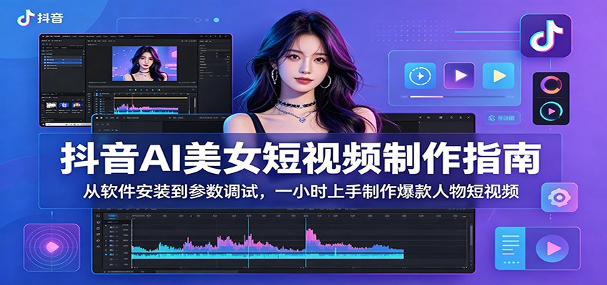 抖音AI美女短视频制作指南：从软件安装到参数调试，一小时上手制作爆款人物短视频祝你网--专注互联网创业.信息差副业研究拒绝割韭菜祝你网