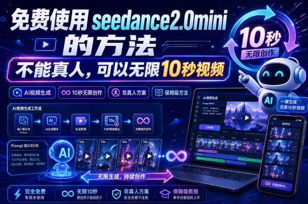 2a677e0078f42082f299c849ff280da2.webp 免费使用seedance2.0mini的方法,不能真人,可以无限10秒视频,9图+3音频参考