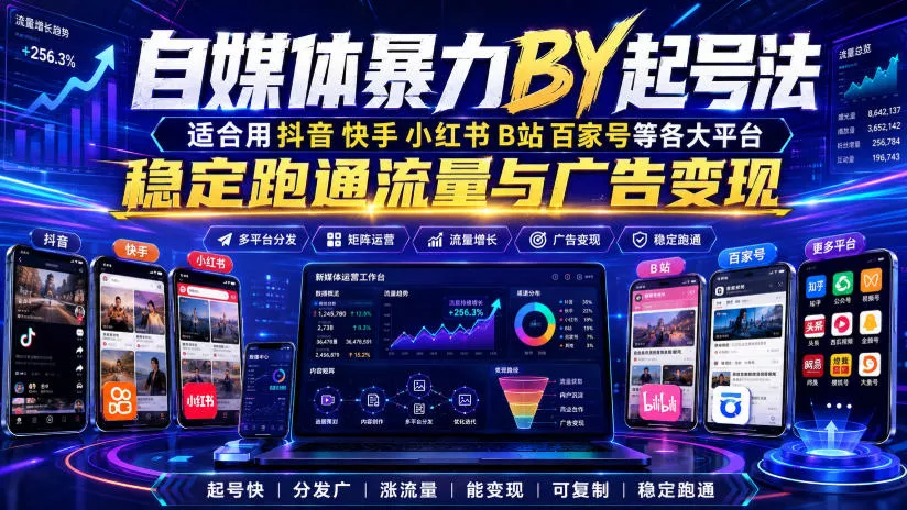 自媒体暴力搬运起号法,适合用抖音快手小红书B站百家号等各大平台,稳定跑通流量与广告变现祝你网--专注互联网创业.信息差副业研究拒绝割韭菜祝你网
