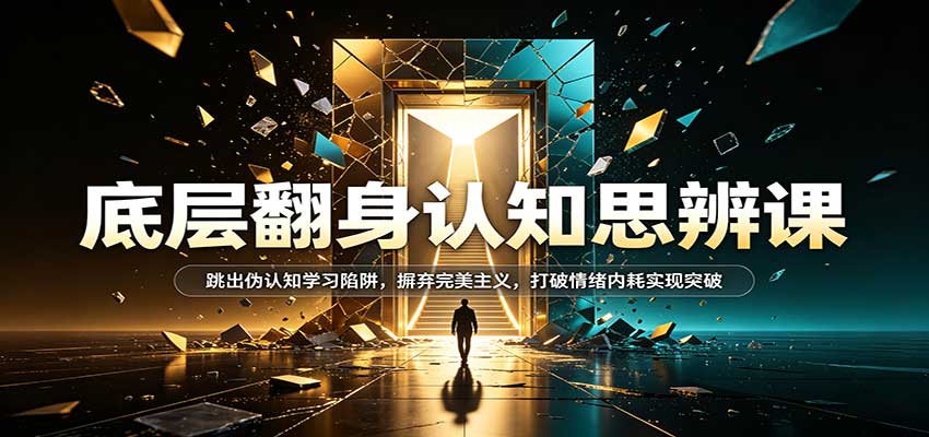 2b143294a71f9568f13b2d355cec0a3e.jpeg 底层翻身认知思辨课:跳出伪认知学习陷阱,摒弃完美主义,打破情绪内耗实现突破