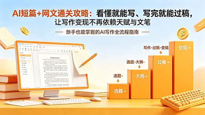 （19655期）AI短篇+网文通关攻略-更新：看懂就能写、写完就能过稿，让写作变现不再依赖天赋与文笔祝你网--专注互联网创业.信息差副业研究拒绝割韭菜祝你网