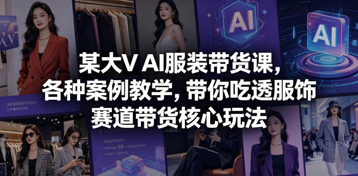 某大V AI服装带货课，各种案例教学，带你吃透服饰赛道带货核心玩法祝你网--专注互联网创业.信息差副业研究拒绝割韭菜祝你网