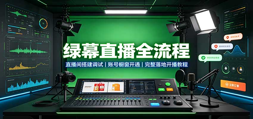 绿幕直播全流程：直播间搭建调试，账号橱窗开通，完整落地开播教程祝你网--专注互联网创业.信息差副业研究拒绝割韭菜祝你网