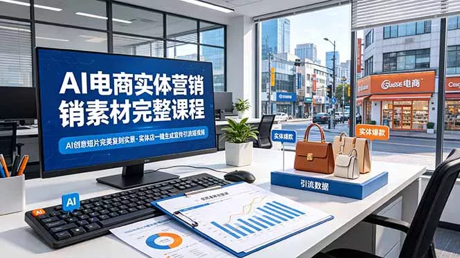 AI电商实体营销素材完整课程，AI创意短片完美复刻实景，实体店一键生成宣传引流短视频祝你网--专注互联网创业.信息差副业研究拒绝割韭菜祝你网