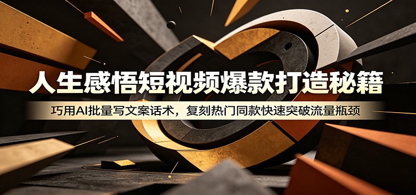 人生感悟短视频爆款打造秘籍:巧用A 批量写文案话术,复刻热门同款快速突破流量瓶颈祝你网--专注互联网创业.信息差副业研究拒绝割韭菜祝你网