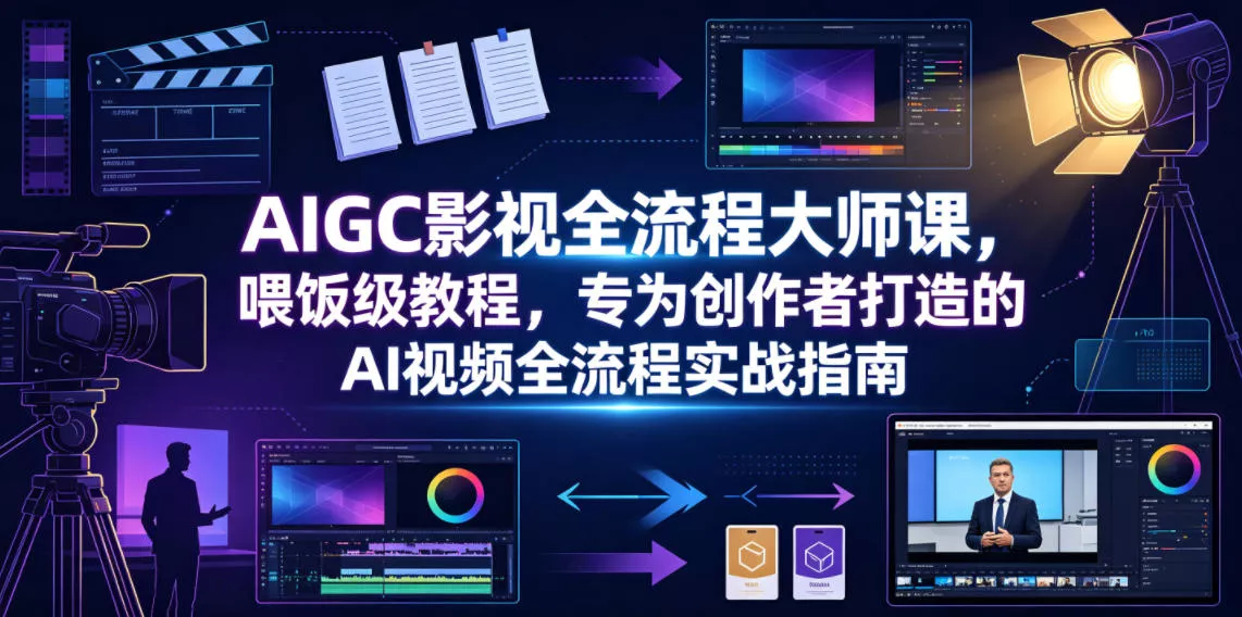 AIGC影视全流程大师课，喂饭级教程，专为创作者打造的AI视频全流程实战指南祝你网--专注互联网创业.信息差副业研究拒绝割韭菜祝你网