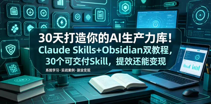 2d05e7514f9c116a70d3abdaee973b1f.webp 30天打造你的AI生产力库!Claude Skills+Obsidian 双教程,30 个可交付 Skill,提效还能变现