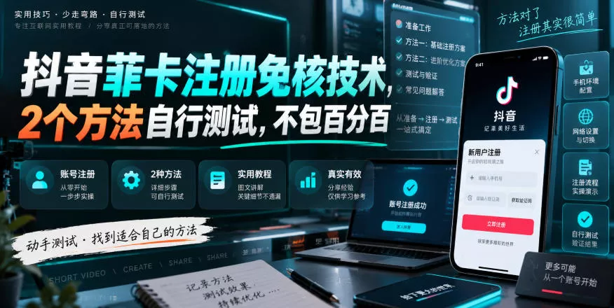 2d67feae4e7187357889fb71bf690f47.webp 抖音菲卡注册免核技术,2个方法自行测试,不包百分百