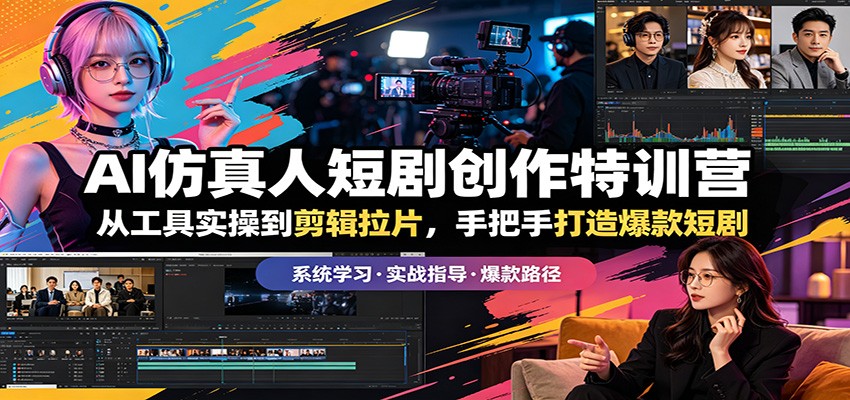 AI仿真人短剧创作特训营：从工具实操到剪辑拉片，手把手打造爆款短剧祝你网--专注互联网创业.信息差副业研究拒绝割韭菜祝你网