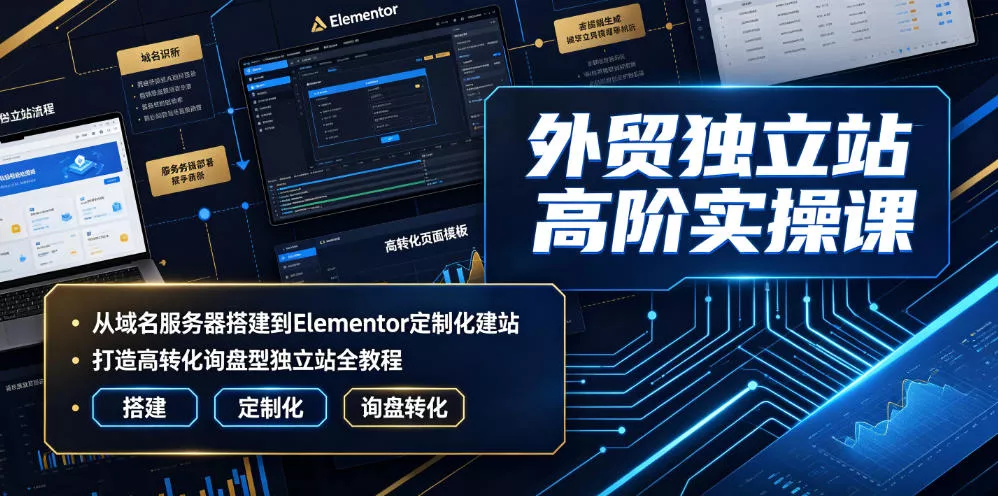 2f99f7c3b496af4d1780f458090952c6.webp 外贸独立站高阶实操课|从域名服务器搭建到Elementor定制化建站,打造高转化询盘型独立站全教程
