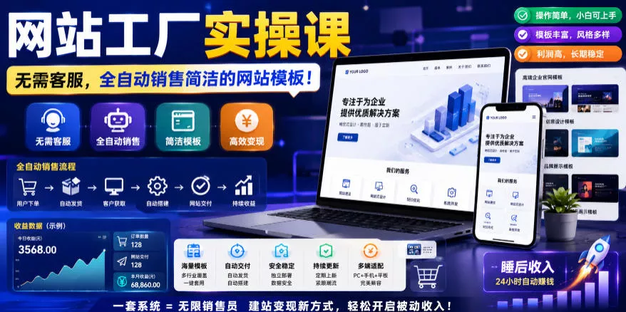 2fb15b2468da25b86df8466b9f572609.webp 网站工厂实操课,无需客服,网站模板自动赚钱!【原创双语字幕】