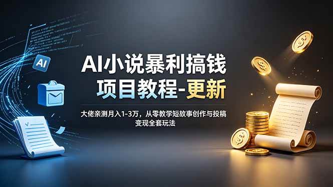 (19030期)AI小说暴利搞钱项目教程-更新,大佬亲测月入1-3万,从零教学短故事创作与投稿变现全套玩法祝你网--专注互联网创业.信息差副业研究拒绝割韭菜祝你网