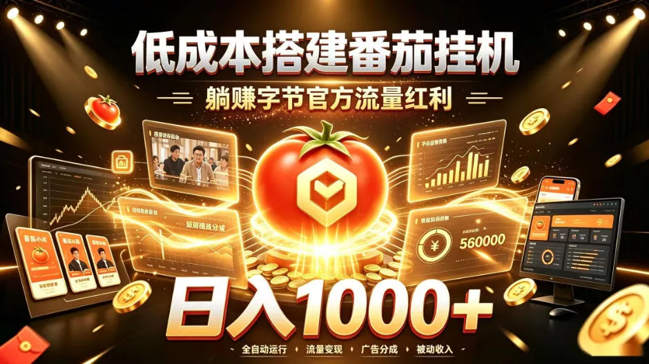 低成本搭建番茄挂G，躺賺字节官方流量红利，日入1k+，全程傻瓜式落地【揭秘】祝你网--专注互联网创业.信息差副业研究拒绝割韭菜祝你网