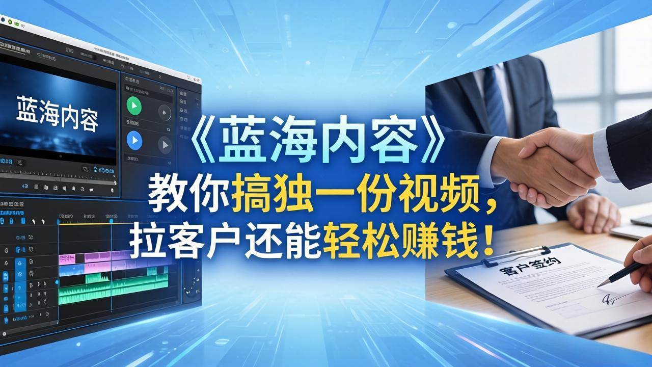 （18301期）做视频卷不动了？《蓝海内容》教你搞独一份视频，拉客户还能轻松赚钱！祝你网--专注互联网创业.信息差副业研究拒绝割韭菜祝你网