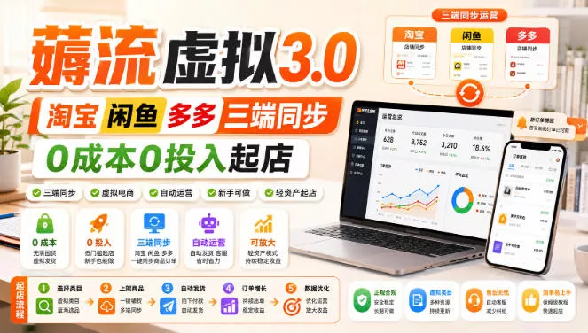 绅白不白·薅流虚拟3.0丨淘宝闲鱼多多三端同步丨0成本0投入起店(更新)祝你网--专注互联网创业.信息差副业研究拒绝割韭菜祝你网