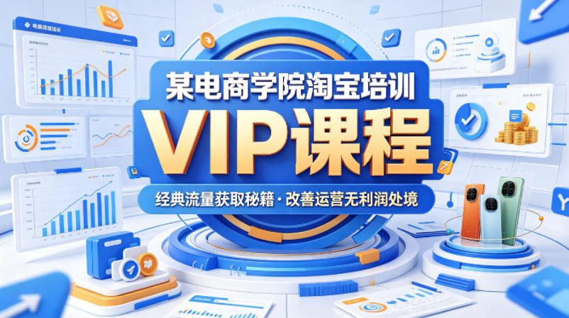 某电商学院淘宝培训VIP课程，各种经典有用的流量获取秘籍，改善运营产品没利润的处境（2026年5月）祝你网--专注互联网创业.信息差副业研究拒绝割韭菜祝你网