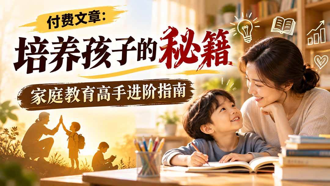（20919期）付费文章：培养孩子的秘籍，家庭教育高手进阶指南祝你网--专注互联网创业.信息差副业研究拒绝割韭菜祝你网