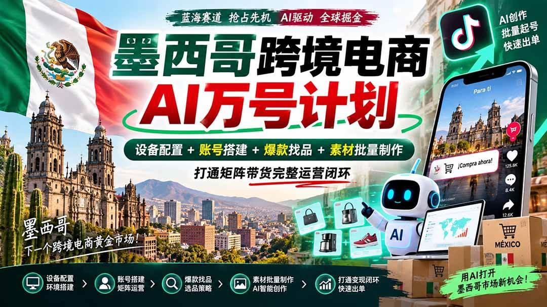 319509cfdfa0e29743ab4807133e759e.jpeg (20500期)墨西哥AI跨境电商万号计划|设备配置+账号搭建+爆款找品+素材批量制作,打通矩阵带货完整运营闭环