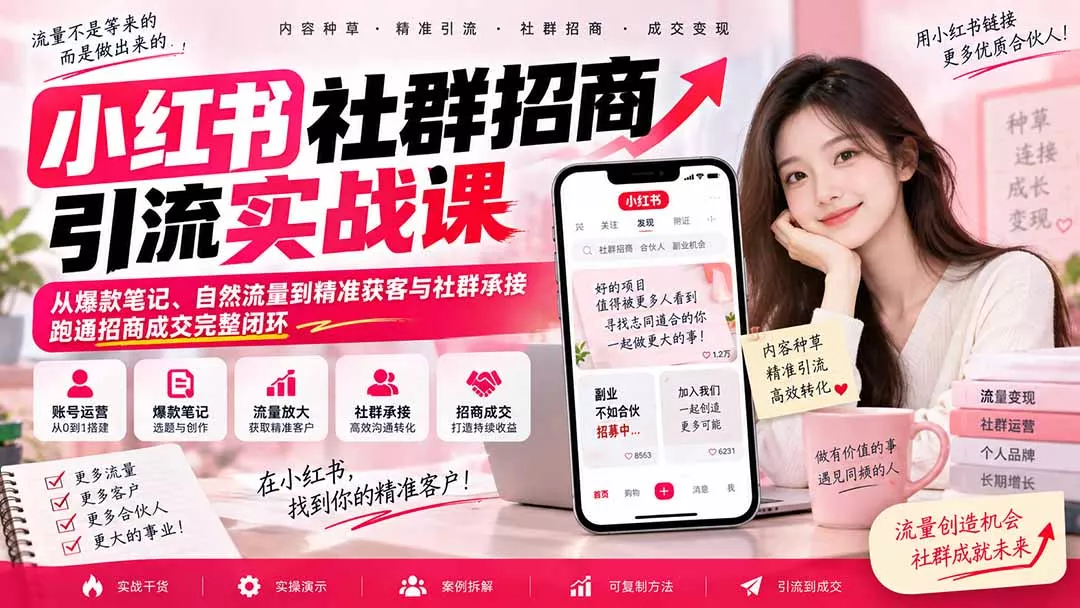 31eb4aa4739ba644ad2cbd01b7764f44.webp 小红书社群招商引流实战课-无水印:从爆款笔记、自然流量到精准获客与社群承接,跑通招商成交完整闭环