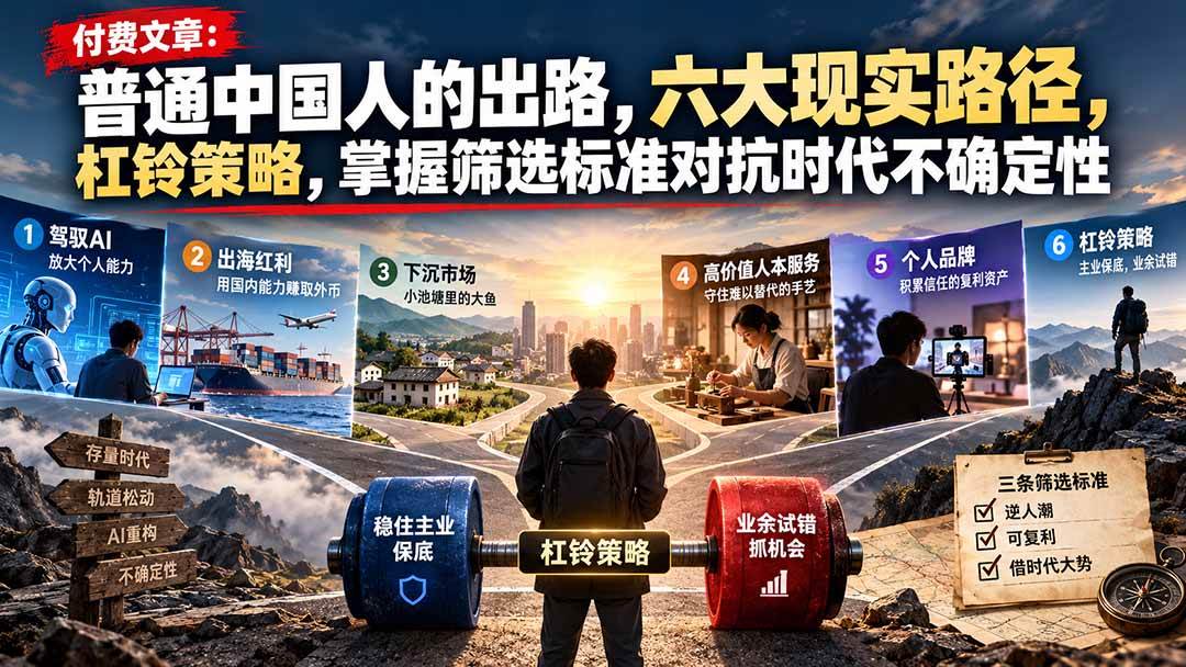 328a3f0d071fff045c8c02ba08f8e296.jpeg (21058期)付费文章:普通中国人的出路,六大现实路径,杠铃策略,掌握筛选标准对抗时代不确定性