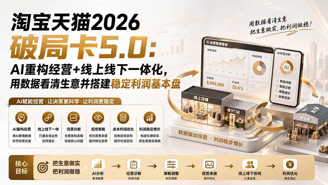 328e6cecc2bdbe23f01ec87ee755136c.jpeg (20026期)淘宝天猫2026破局卡5.0:AI重构经营+线上线下一体化,用数据看清生意并搭建稳定利润基本盘(修复)