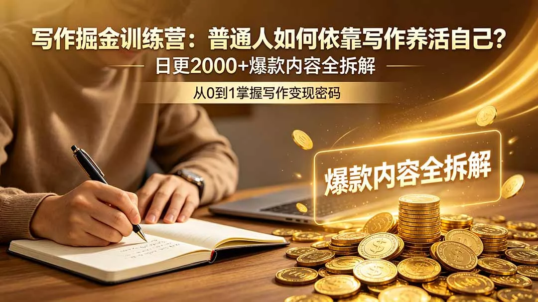 写作掘金训练营：普通人如何依靠写作养活自己？日更2000+爆款内容全拆解祝你网--专注互联网创业.信息差副业研究拒绝割韭菜祝你网