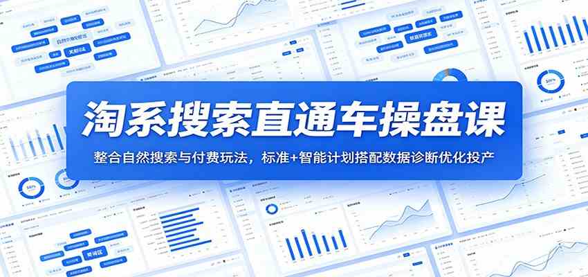 淘系搜索直通车操盘课：整合自然搜索与付费玩法，标准+智能计划搭配数据诊断优化投产祝你网--专注互联网创业.信息差副业研究拒绝割韭菜祝你网