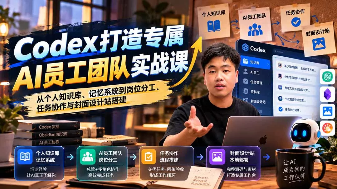【无水印】Codex打造专属AI员工团队实战课:从个人知识库、记忆系统到岗位分工、任务协作与封面设计站搭建祝你网--专注互联网创业.信息差副业研究拒绝割韭菜祝你网