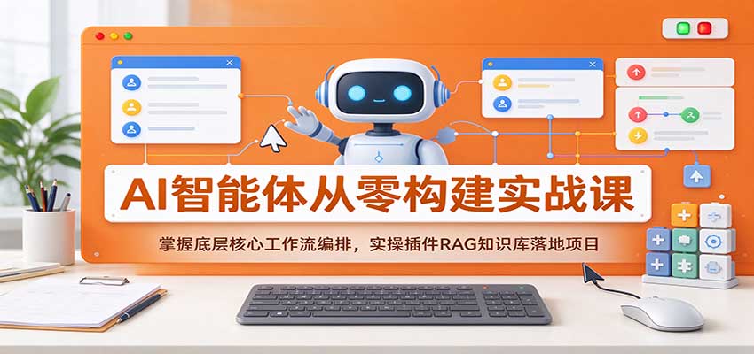 33f3b981bca29f9ceee738fef4eed4b7.jpeg AI智能体从零构建实战课:掌握底层核心工作流编排,实操插件RAG知识库落地项目