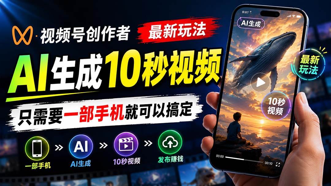 345f46f56385af50f6fbaa9efbb17825.jpeg (20136期)视频号创作者最新玩法,AI生成10秒视频,只需要一部手机就可以搞定