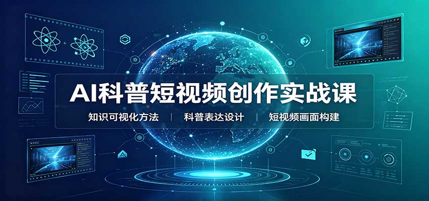 34d040a9bda63babc0768836a3dbff61.jpeg AI科普短视频创作实战课:配套要点文档,文案与视频提示词模板教学