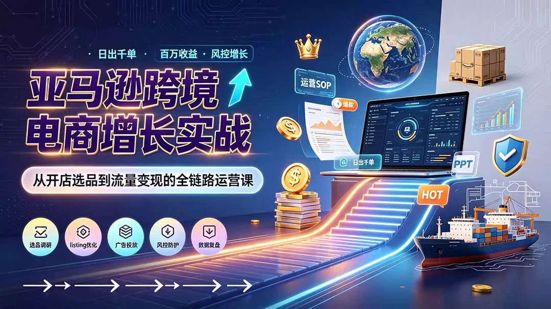 34e74e920c0666127078590492c122c1.webp 亚马逊0-1孵化特训营8期:从注册风控到稳定日出千单实战,规避审核封店风险,标准化执行流程落地