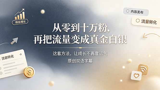 35e56e1eb433cbd1a67ea563a0c96ff8.jpeg (19198期)从零到十万粉,再把流量变成真金白银——这套方法,让成长不再靠运气【原创双语字幕】