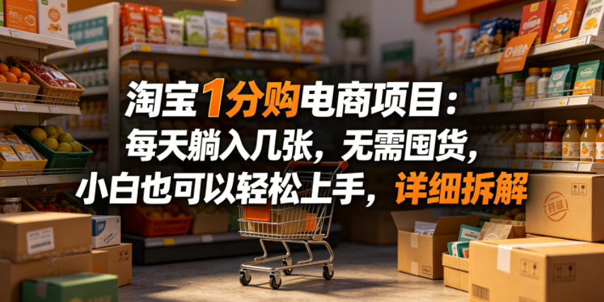 淘宝1分购电商项目：每天躺入几张，无需囤货，小白也可以轻松上手，详细拆解祝你网--专注互联网创业.信息差副业研究拒绝割韭菜祝你网