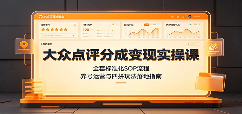 大众点评分成变现实操课:全套标准化SOP流程,养号运营与四拼玩法落地指南祝你网--专注互联网创业.信息差副业研究拒绝割韭菜祝你网