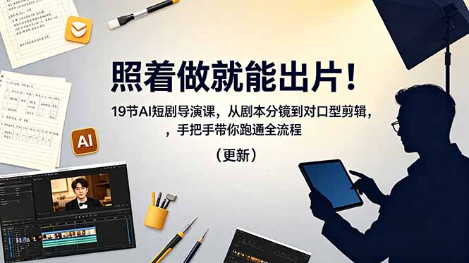 照着做就能出片！19节AI短剧导演课，从剧本分镜到对口型剪辑，手把手带你跑通全流程(更新祝你网--专注互联网创业.信息差副业研究拒绝割韭菜祝你网