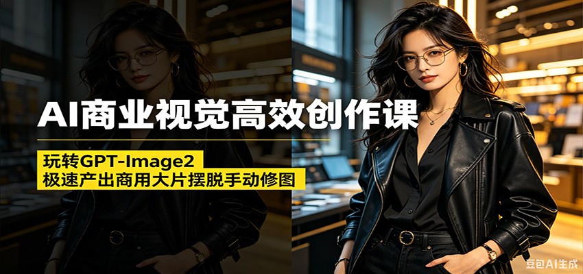 AI商业视觉高效创作课:玩转GPT-Image2,极速产出商用大片摆脱手动修图祝你网--专注互联网创业.信息差副业研究拒绝割韭菜祝你网