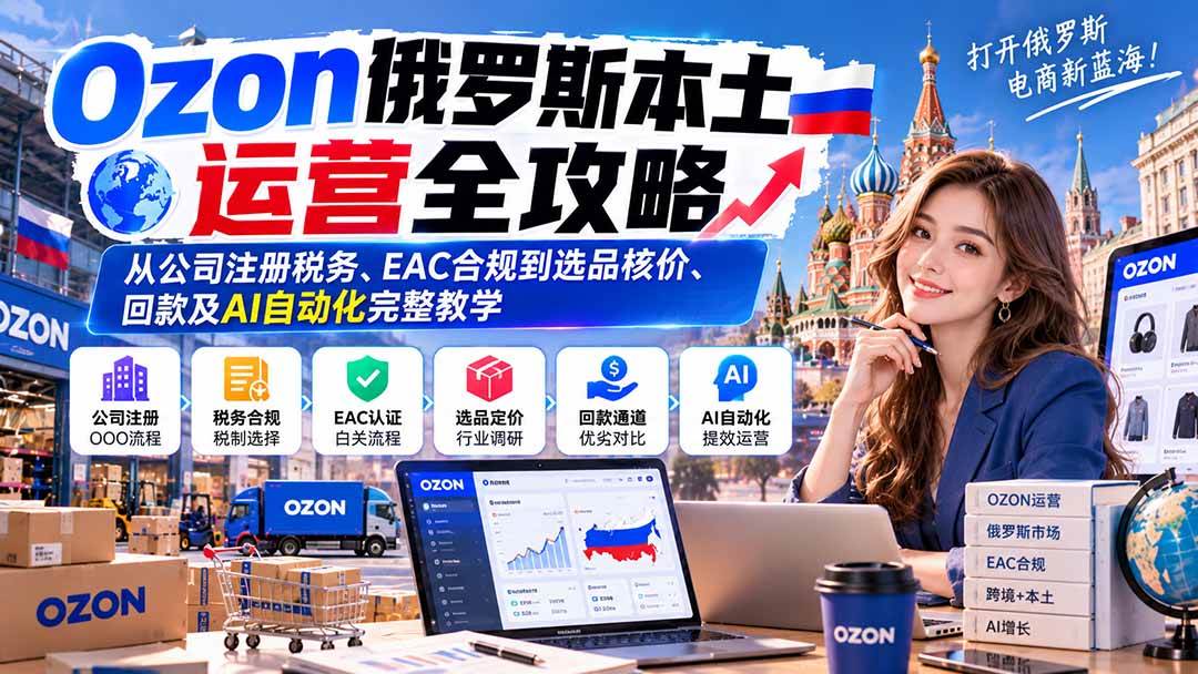 3869415e5f03af5005b4eeaeff689eaa.jpeg (20851期)Ozon俄罗斯本土运营全攻略:从公司注册税务、EAC合规到选品核价、回款及AI自动化完整教学