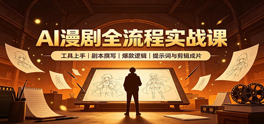 AI漫剧全流程实战课:工具上手、剧本撰写、爆款逻辑、提示词与剪辑成片祝你网--专注互联网创业.信息差副业研究拒绝割韭菜祝你网