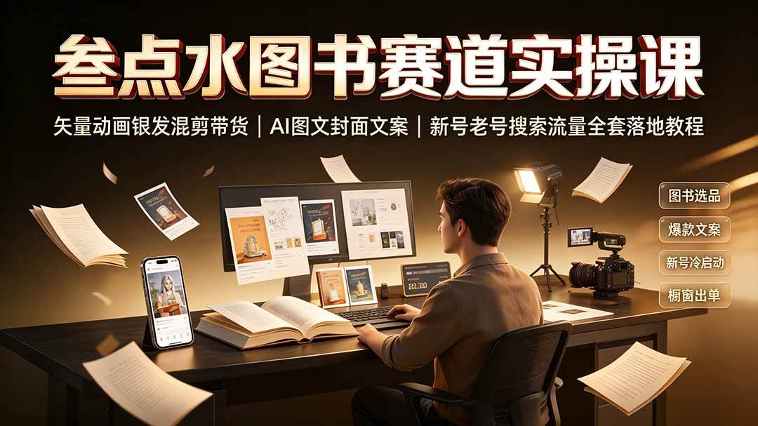 38d6962f176c386a3cb31c6ce3c05fa1.jpeg (19613期)叁点水图书赛道实操课|矢量动画银发混剪带货,AI图文封面文案,新号老号搜索流量全套落地教程