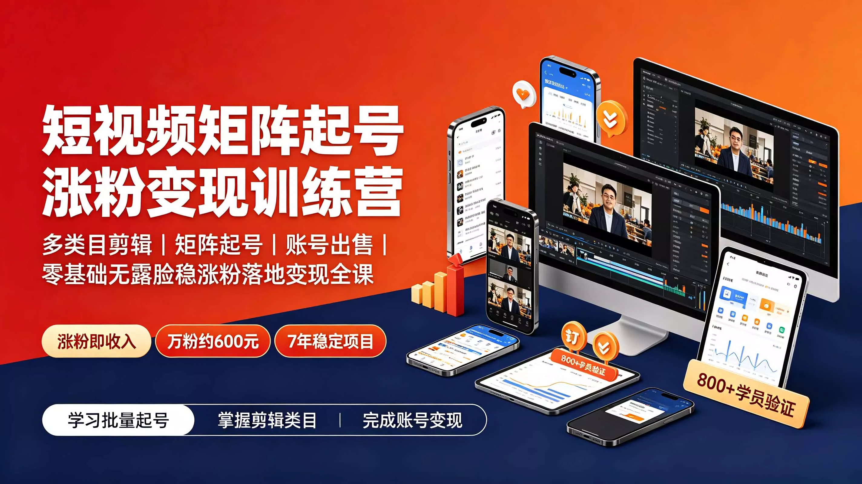 3abcd82dea757385680f23222920a1e9.webp 短视频矩阵起号涨粉变现训练营|多类目剪辑·矩阵起号·账号出售,零基础无露脸稳涨粉落地变现全课