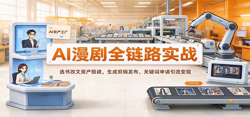 AI漫剧全链路实战:选书改文资产搭建,生成剪辑发布,关键词申请引流变现祝你网--专注互联网创业.信息差副业研究拒绝割韭菜祝你网