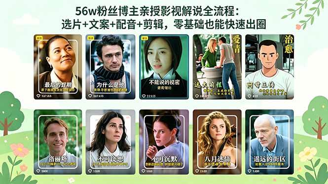 (18579期)56万粉丝博主亲授影视解说全流程:选片+文案+配音+剪辑,零基础也能快速出圈祝你网--专注互联网创业.信息差副业研究拒绝割韭菜祝你网
