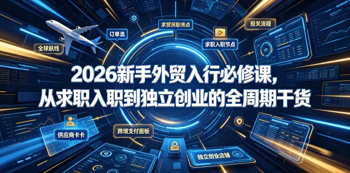 3c62726880de72225a9d51a8543250b2.webp 2026新手外贸入行必修课,从求职入职到独立创业的全周期干货
