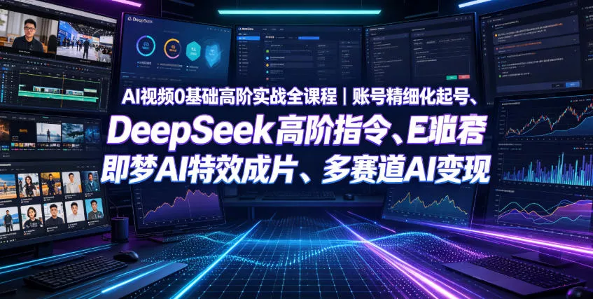 AI视频0基础高阶实战全课程|账号精细化起号、DeepSeek高阶指令、即梦AI特效成片、多赛道AI短视频量产变现祝你网--专注互联网创业.信息差副业研究拒绝割韭菜祝你网
