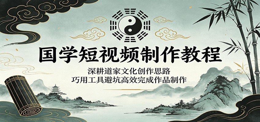 国学短视频制作教程：深耕道家文化创作思路，巧用工具避坑高效完成作品制作祝你网--专注互联网创业.信息差副业研究拒绝割韭菜祝你网