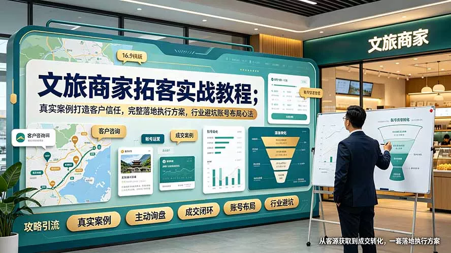 3e067d184b8409ec889f87e317414a0e.webp 文旅商家拓客实战教程;真实案例打造客户信任,完整落地执行方案,行业避坑账号布局心法