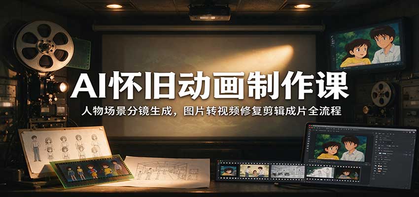 AI怀旧动画制作课:人物场景分镜生成,图片转视频修复剪辑成片全流程祝你网--专注互联网创业.信息差副业研究拒绝割韭菜祝你网