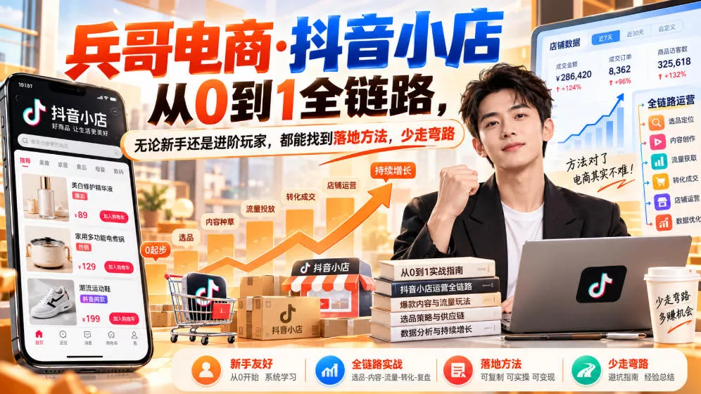 3e862f085d99dca1c67e6c8f97deedd7.webp 【无水印】兵哥电商·抖音小店从0到1全链路,无论新手还是进阶玩家,都能找到落地方法,少走弯路(更新9月)